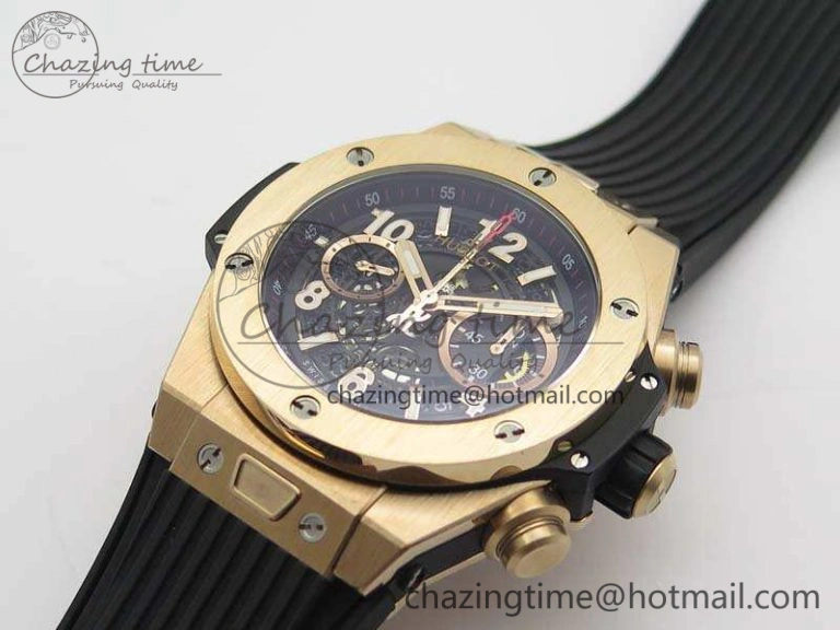 BestValue Big Bang Unico 45mm RG 3AF Best Edition Black Dial On Rubber Strap A 6931