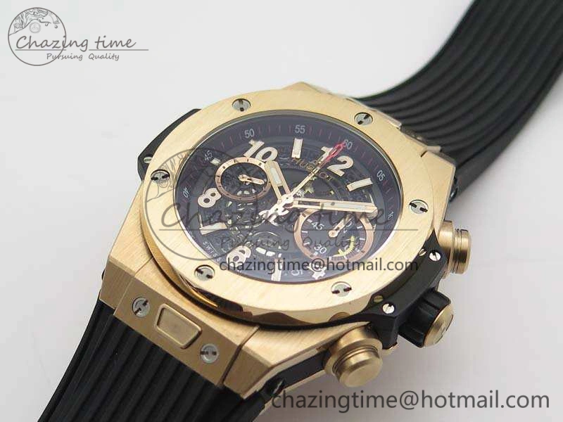 BestValue Big Bang Unico 45mm RG 3AF Best Edition Black Dial On Rubber Strap A 6931