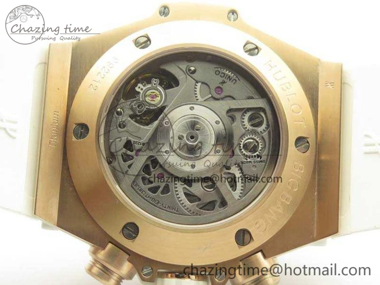 Effortless Big Bang Unico 45mm RG 3AF Best Edition White Dial Crystal Bezel On Rubber Strap A 6911
