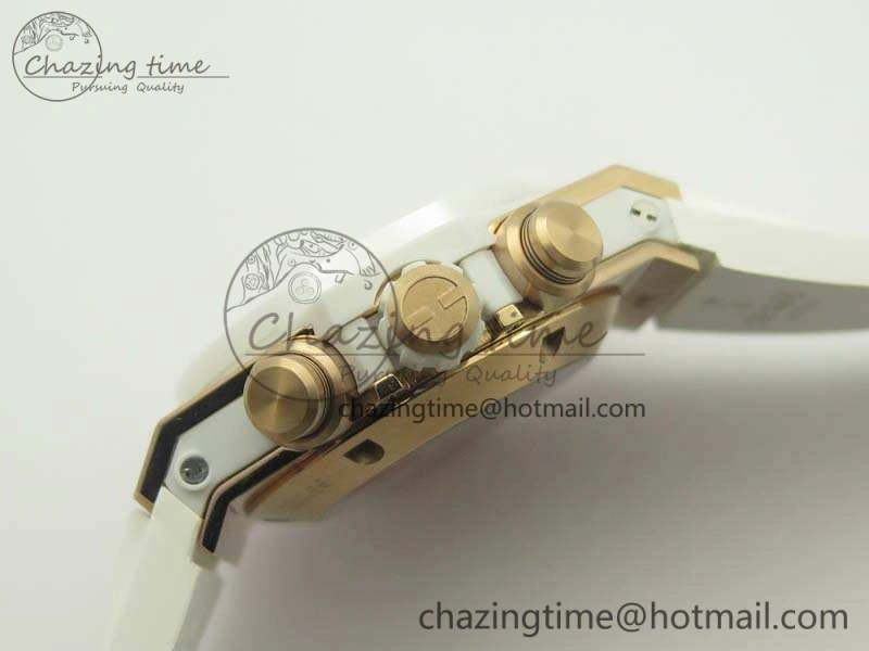 Big Bang Unico 45mm RG 3AF Best Edition White RG Dial Ceramic Bezel On Rubber Strap A Durable 6913