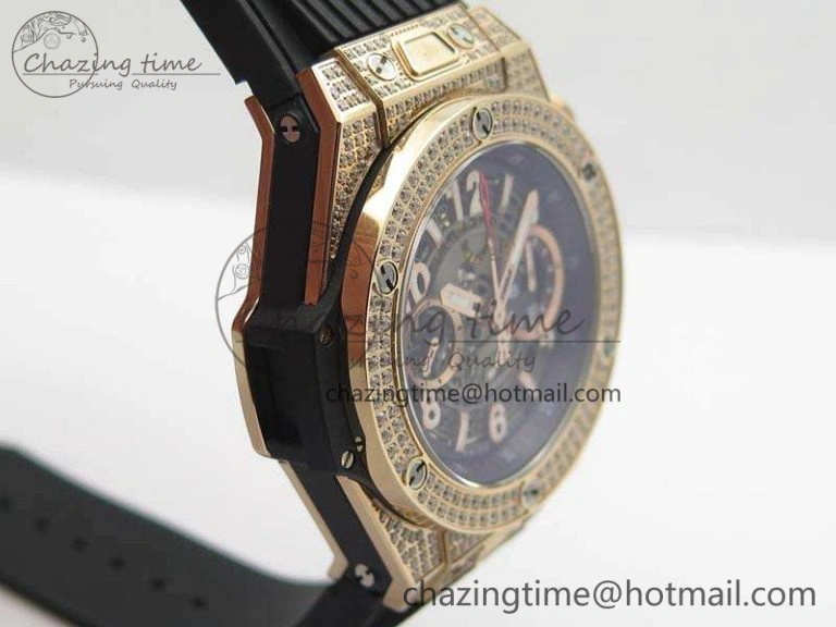 Big Bang Unico 45mm RG Diamond 3AF Best Edition Gray Dial On Rubber Strap A Comfortable 6930