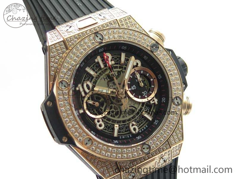 Big Bang Unico 45mm RG Diamond 3AF Best Edition Gray Dial On Rubber Strap A Comfortable 6930