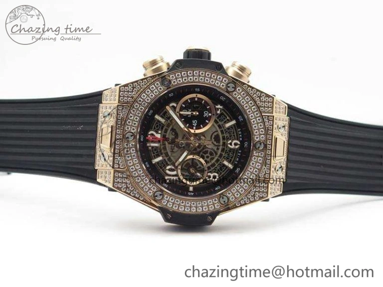 Big Bang Unico 45mm RG Diamond 3AF Best Edition Gray Dial On Rubber Strap A Comfortable 6930