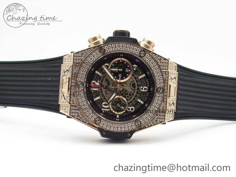 Big Bang Unico 45mm RG Diamond 3AF Best Edition Gray Dial On Rubber Strap A Comfortable 6930