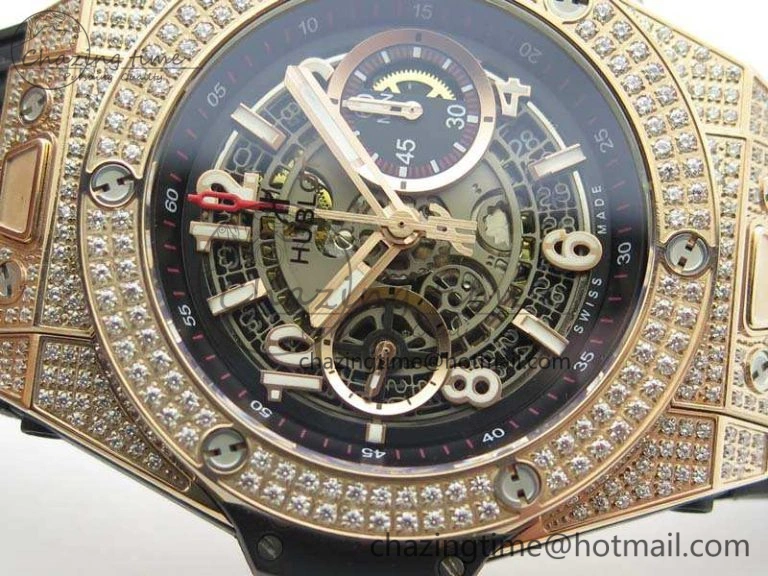 Big Bang Unico 45mm RG Diamond 3AF Best Edition Gray Dial On Rubber Strap A Comfortable 6930