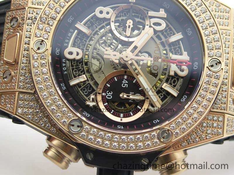 Big Bang Unico 45mm RG Diamond 3AF Best Edition Gray Dial On Rubber Strap A Comfortable 6930