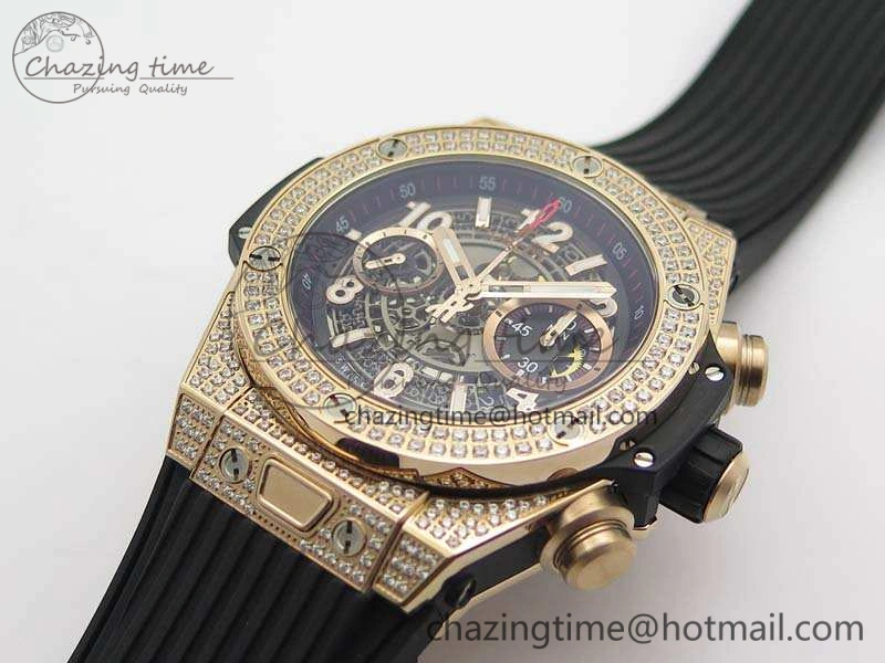 Big Bang Unico 45mm RG Diamond 3AF Best Edition Gray Dial On Rubber Strap A Comfortable 6930