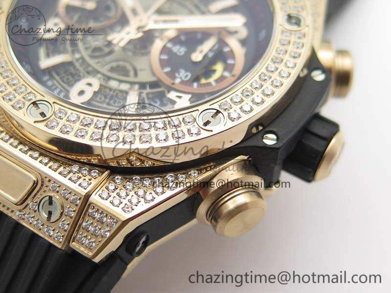 Big Bang Unico 45mm RG Diamond 3AF Best Edition Gray Dial On Rubber Strap A Comfortable 6930