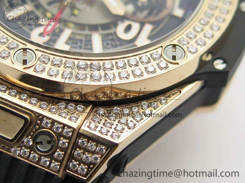 Big Bang Unico 45mm RG Diamond 3AF Best Edition Gray Dial On Rubber Strap A Comfortable 6930