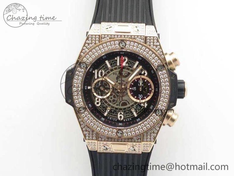 Big Bang Unico 45mm RG Diamond 3AF Best Edition Gray Dial On Rubber Strap A Comfortable 6930
