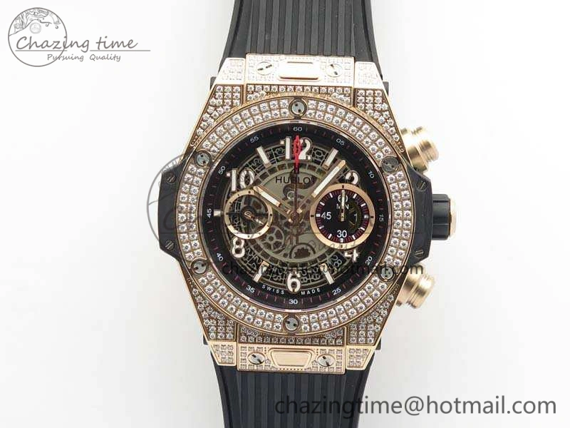 Big Bang Unico 45mm RG Diamond 3AF Best Edition Gray Dial On Rubber Strap A Comfortable 6930