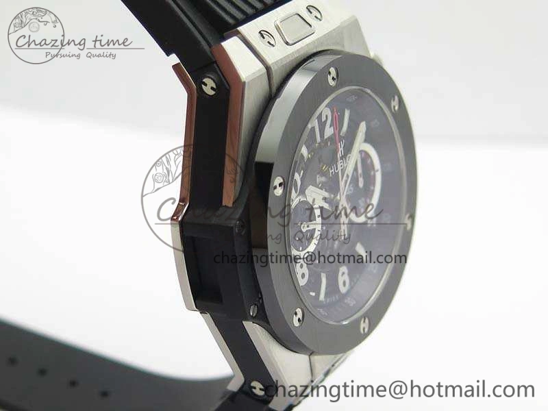 Big Bang Unico 45mm SS 3AF Best Edition Black Dial Ceramic Bezel On Rubber Strap A Snug 6935