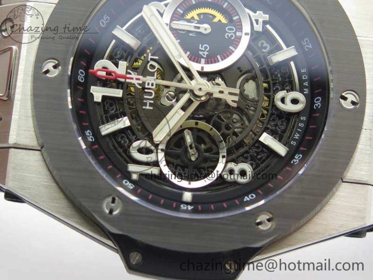 Big Bang Unico 45mm SS 3AF Best Edition Black Dial Ceramic Bezel On Rubber Strap A Snug 6935