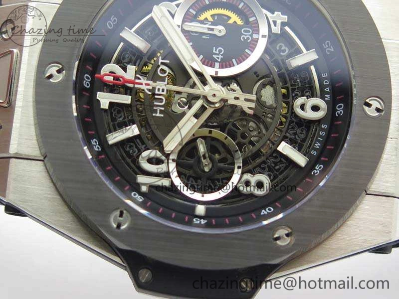 Big Bang Unico 45mm SS 3AF Best Edition Black Dial Ceramic Bezel On Rubber Strap A Snug 6935