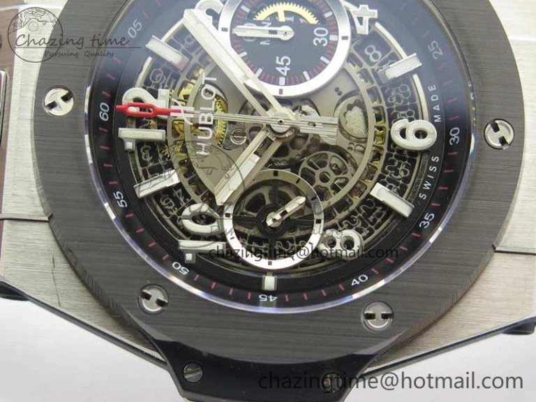 Big Bang Unico 45mm SS 3AF Best Edition Gray Dial Ceramic Bezel On Rubber Strap A Affordable 6934