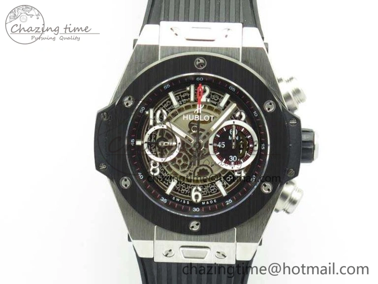 Big Bang Unico 45mm SS 3AF Best Edition Gray Dial Ceramic Bezel On Rubber Strap A Affordable 6934