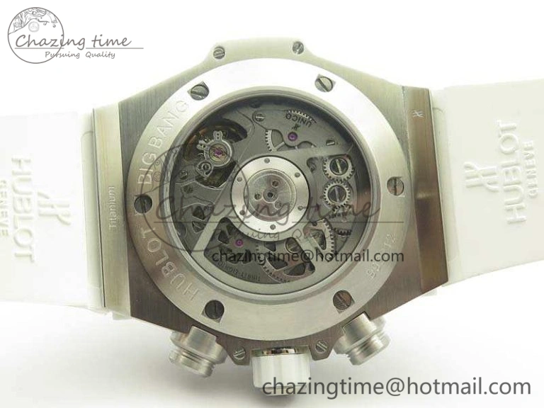 Big Bang Unico 45mm SS 3AF Best Edition White Dial Crystal Bezel On Rubber Strap A Bold 6915