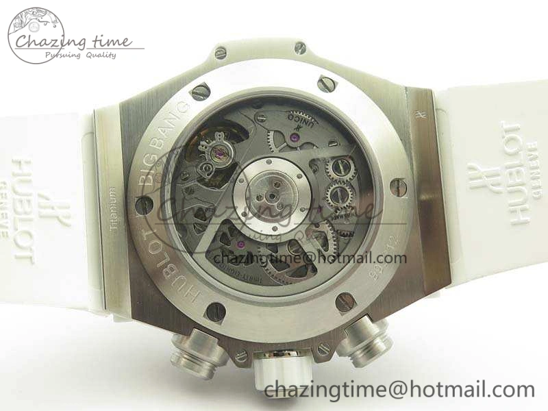 Big Bang Unico 45mm SS 3AF Best Edition White Dial Crystal Bezel On Rubber Strap A Bold 6915