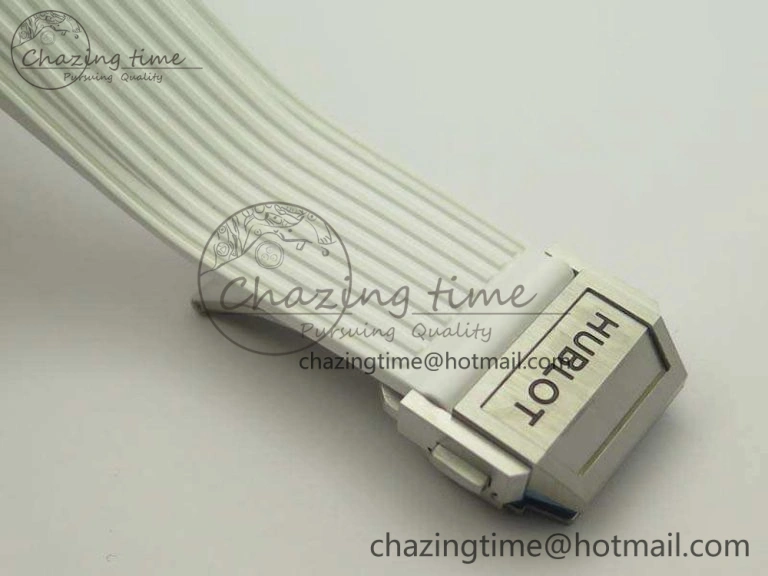 Big Bang Unico 45mm SS 3AF Best Edition White Dial Crystal Bezel On Rubber Strap A Bold 6915