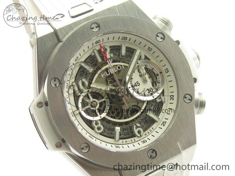 Big Bang Unico 45mm SS 3AF Best Edition White Dial On Rubber Strap A SmoothTexture 6917