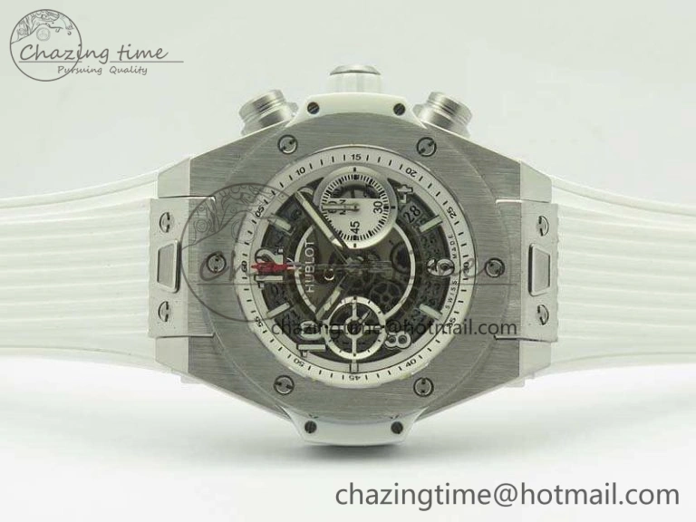 Big Bang Unico 45mm SS 3AF Best Edition White Dial On Rubber Strap A SmoothTexture 6917