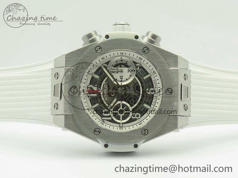 Big Bang Unico 45mm SS 3AF Best Edition White Dial On Rubber Strap A SmoothTexture 6917