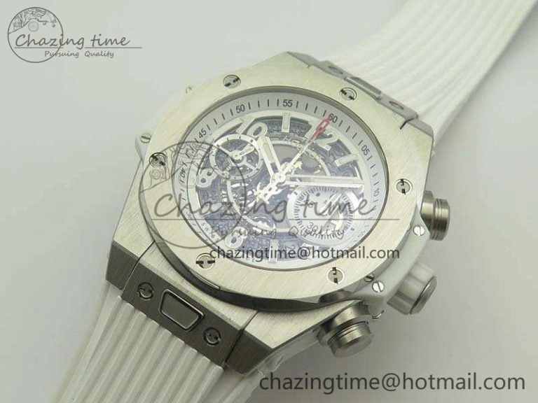 Big Bang Unico 45mm SS 3AF Best Edition White Dial On Rubber Strap A SmoothTexture 6917