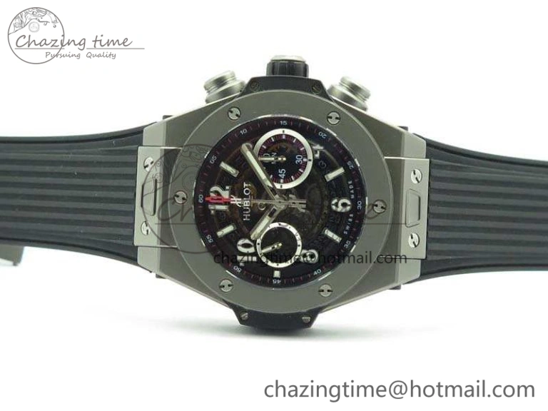 Big Bang Unico 45mm Satin-Polished Steel 3AF Best Edition Black Dial On Rubber Strap A Breathable 6924