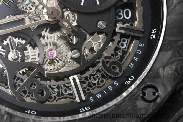 Elegant Big Bang Unico Black Carbon TWF Best Edition Skeleton Dial on Black Rubber Strap A 6764