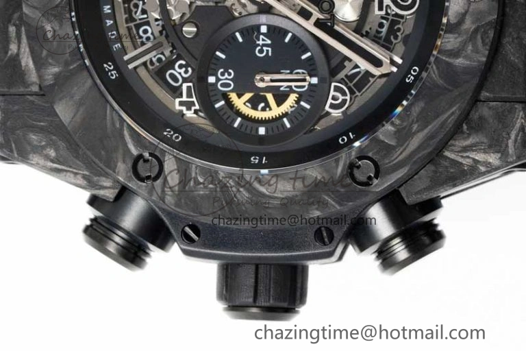 Elegant Big Bang Unico Black Carbon TWF Best Edition Skeleton Dial on Black Rubber Strap A 6764