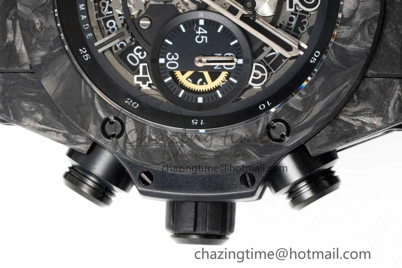 Elegant Big Bang Unico Black Carbon TWF Best Edition Skeleton Dial on Black Rubber Strap A 6764