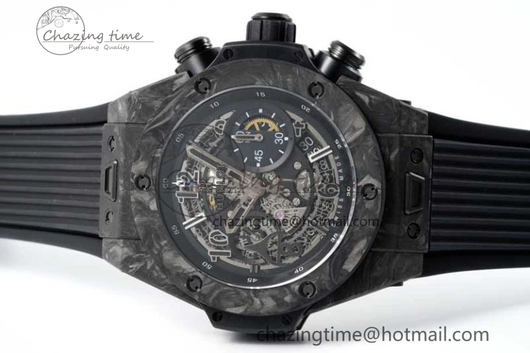 Elegant Big Bang Unico Black Carbon TWF Best Edition Skeleton Dial on Black Rubber Strap A 6764