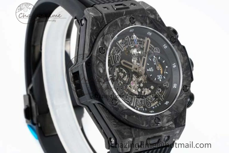 Elegant Big Bang Unico Black Carbon TWF Best Edition Skeleton Dial on Black Rubber Strap A 6764