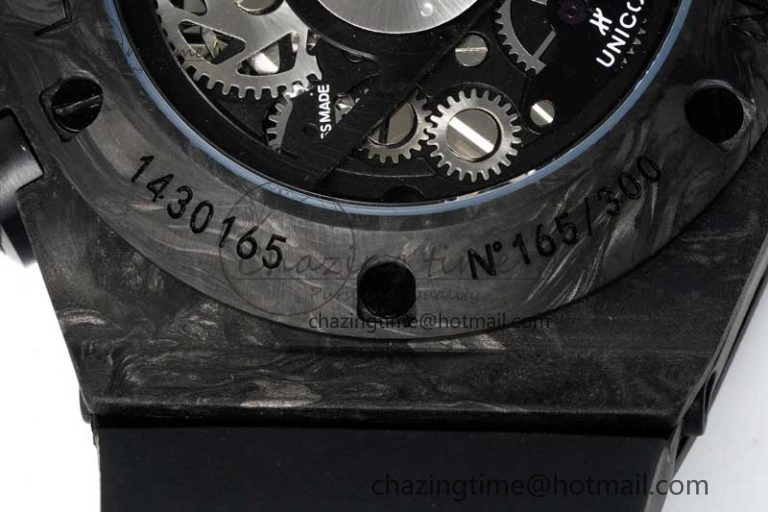 Elegant Big Bang Unico Black Carbon TWF Best Edition Skeleton Dial on Black Rubber Strap A 6764