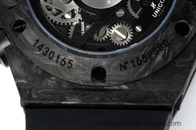 Elegant Big Bang Unico Black Carbon TWF Best Edition Skeleton Dial on Black Rubber Strap A 6764