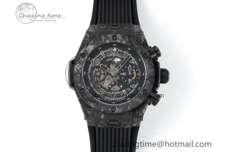 Elegant Big Bang Unico Black Carbon TWF Best Edition Skeleton Dial on Black Rubber Strap A 6764