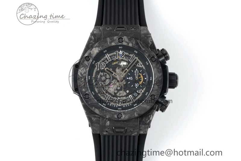 Elegant Big Bang Unico Black Carbon TWF Best Edition Skeleton Dial on Black Rubber Strap A 6764