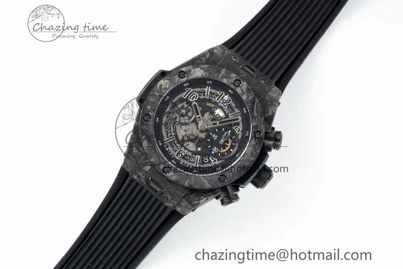 Elegant Big Bang Unico Black Carbon TWF Best Edition Skeleton Dial on Black Rubber Strap A 6764