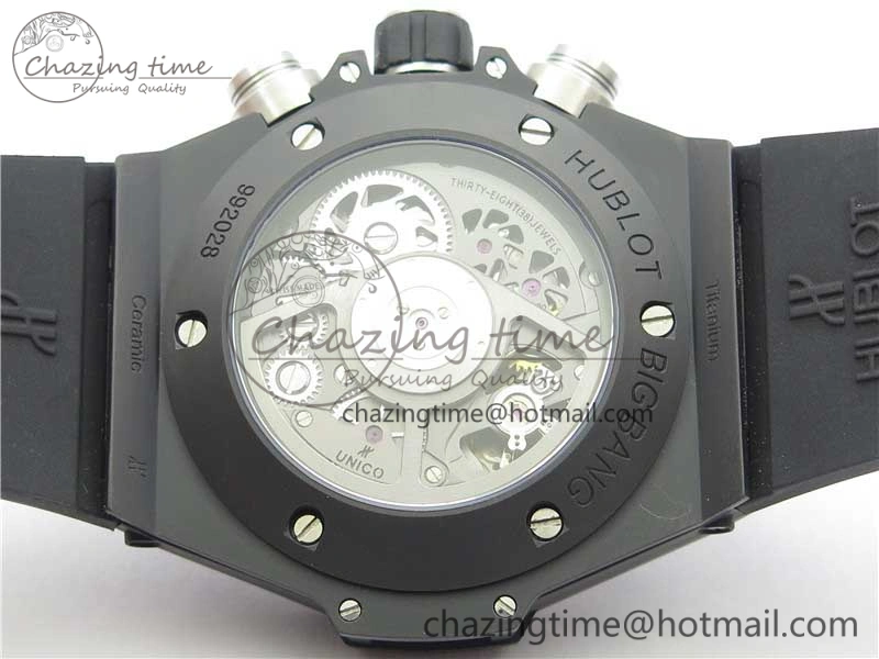 WeatherProof Big Bang Unico Black Ceramic HBF 1:1 Best Edition Black Skeleton Dial on Black Rubber Strap A 6824