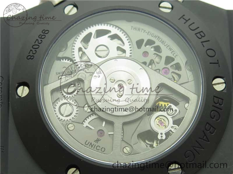 WeatherProof Big Bang Unico Black Ceramic HBF 1:1 Best Edition Black Skeleton Dial on Black Rubber Strap A 6824