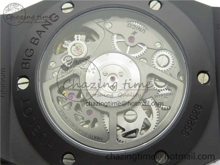 WeatherProof Big Bang Unico Black Ceramic HBF 1:1 Best Edition Black Skeleton Dial on Black Rubber Strap A 6824