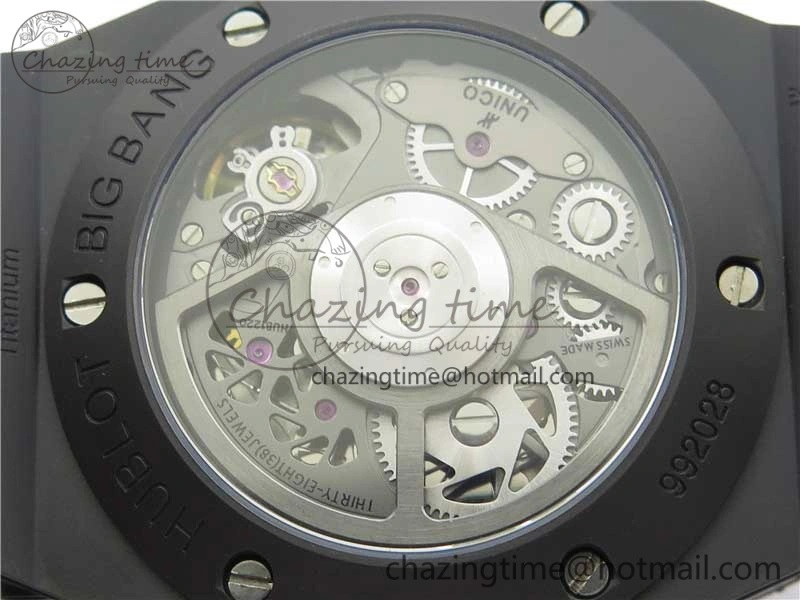WeatherProof Big Bang Unico Black Ceramic HBF 1:1 Best Edition Black Skeleton Dial on Black Rubber Strap A 6824