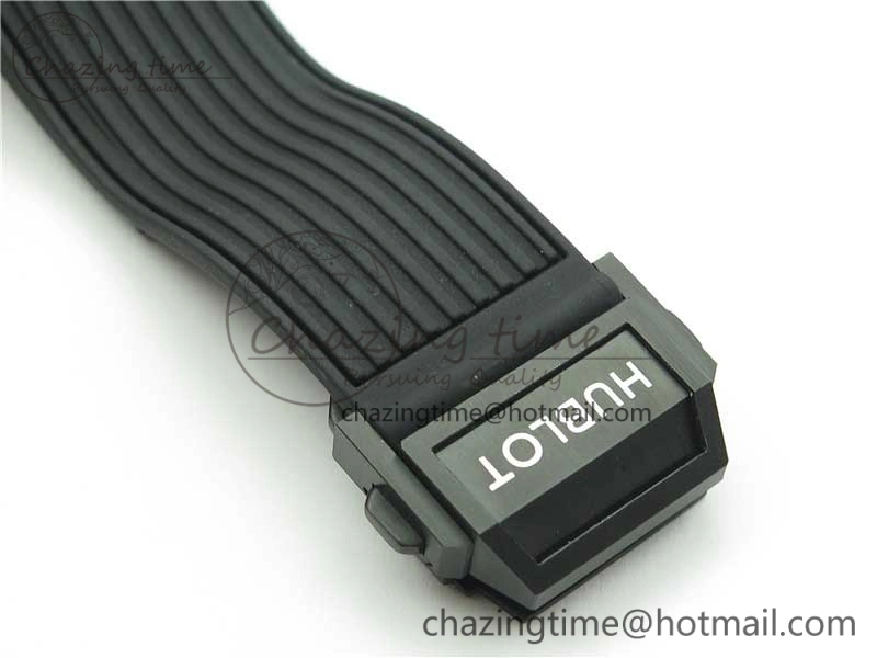 WeatherProof Big Bang Unico Black Ceramic HBF 1:1 Best Edition Black Skeleton Dial on Black Rubber Strap A 6824