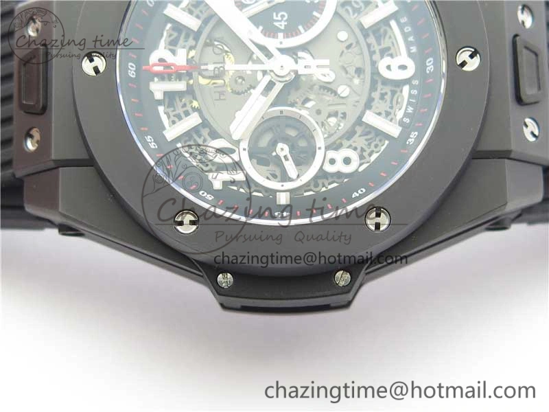 WeatherProof Big Bang Unico Black Ceramic HBF 1:1 Best Edition Black Skeleton Dial on Black Rubber Strap A 6824