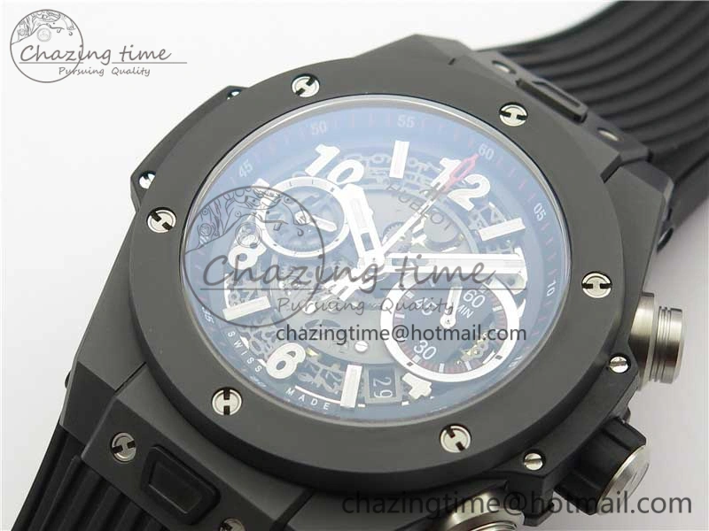 WeatherProof Big Bang Unico Black Ceramic HBF 1:1 Best Edition Black Skeleton Dial on Black Rubber Strap A 6824