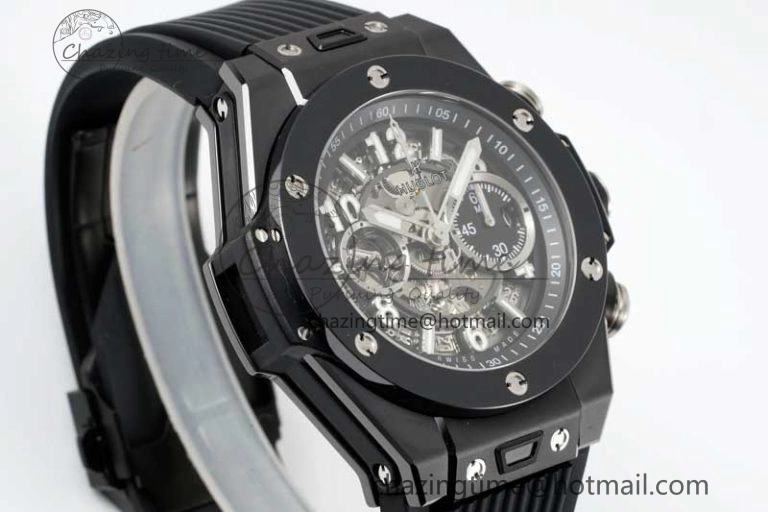 EasyCare Big Bang Unico Black Ceramic ZF 1:1 Best Edition Skeleton Dial on Black Rubber Strap A 6774