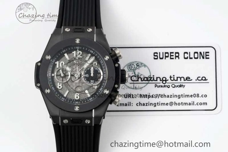 EasyCare Big Bang Unico Black Ceramic ZF 1:1 Best Edition Skeleton Dial on Black Rubber Strap A 6774