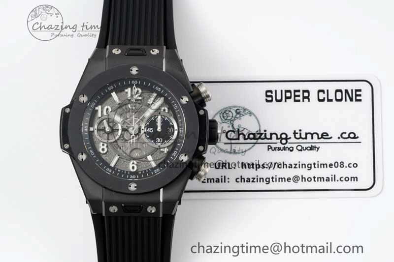 EasyCare Big Bang Unico Black Ceramic ZF 1:1 Best Edition Skeleton Dial on Black Rubber Strap A 6774