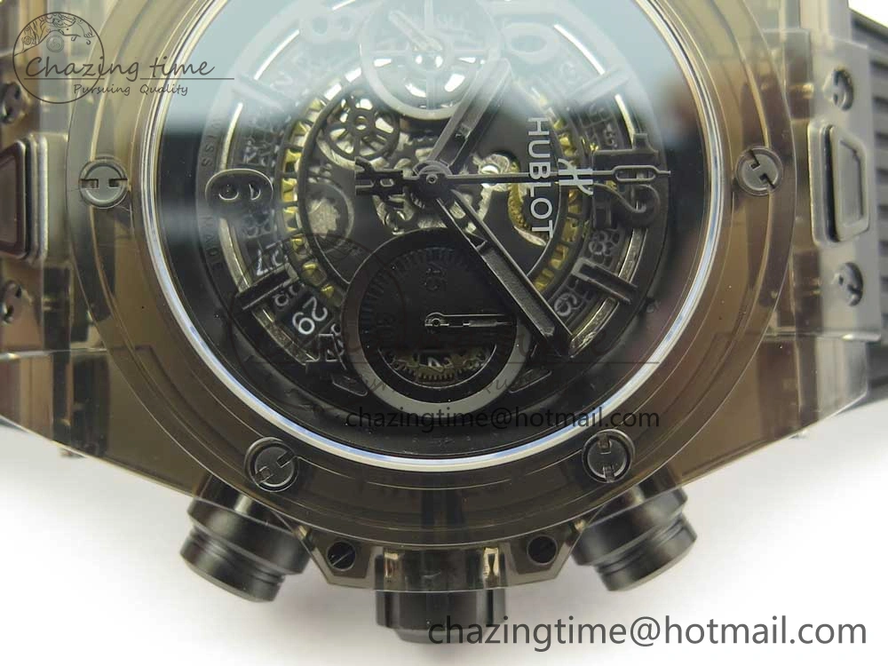 Stylish Big Bang Unico Black Magic Sapphire 45mm OXF Best Edition Black Dial on Black Rubber Strap A 6847