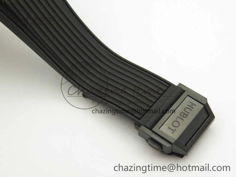 Big Bang Unico Black Magic Sapphire 45mm OXF Best Edition Rainbow Crystal Bezel Black Dial on Black Rubber Strap A Elegant 6851